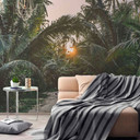 Papier peint Tropical Palm landscape en gris beige - Papier peint intissé Designwalls 2 - 2.55 x 3.5