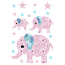 Wallsticker - Mønsterelefant, pink (sæt med 3)