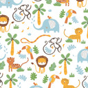 Tropisk jungletapet i farverigt og hvidt til børneværelset Made in Germany Little Love