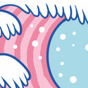 Fototapeta Kawaii wave z tęczą i górą Fuji - Trynidad