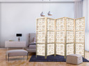 Japanischer Paravent, Raumteiler freistehend, Trennwand - Beige Shades of Nature