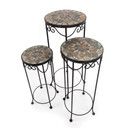 Support pour pot de fleur en mosaïque rond - lot de 3