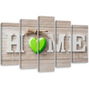 5 stykke lærredsprint Home Heart Shabby Green