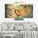 3-delt lærredstryk Heart Wood Love Retro