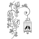 Sticker mural - Branche fleurie avec une cage pour oiseaux