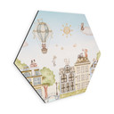 Hexagon Wanddecoratie Katten over de Daken - Oliver Robins - Alu-Dibond