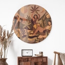Tableau en verre Amber Flora - Femmes dans la forêt tropicale - Sir Edward x Grigory Gladarev - Rond