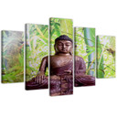 5 stykke lærredsprint, Buddha Meditation Green