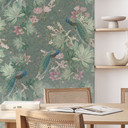 Tapet med mønster af påfugle i tropisk have på mosaik - Bloomery Decor