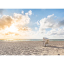 Brunt og blåt non-woven tapet Designwalls BeachChair Østersøen solnedgang