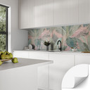 Samoprzylepny panel ścienny do kuchni tropikalne liście w dżungli różowy - Bloomery Decor