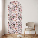 Wallsticker rundbue vægpanel blomster i akvarel - UN Design - smal