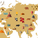 Wallsticker - Verdenskort, Travel the world