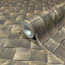 non-woven tapet i 3D vævet look træ brun 3D look