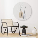Tableau sur alu-Dibond rond Blursbyai - Deux vases avec des branches de saule dans des tons pastels