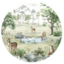 Sticker mural rond Kikki Belle - La forêt des cerfs