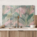 Salpicadero de cocina Hojas tropicales en la selva Rosa - Bloomery Decor