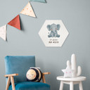 Alu-Dibond Hexagon mit Elefant - positiver Spruch 'Ich glaube an mich'