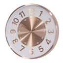Horloge murale effet or rose, cadre métallique avec grands chiffres, élégante pour le salon 30x30x4 cm