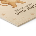 Holzbild mit Löwe - Glaubenssatz 'Ich bin stark und mutig' fürs Kinderzimmer