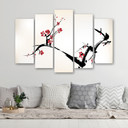 5 stykke lærredsprint Cherry Blossom Japan Nature