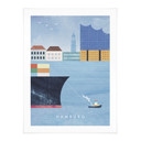 Plakat miasta Hamburg z portem - Rzeki