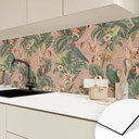 Stænkplade til køkken jungle med papegøjer pink - Bloomery Decor