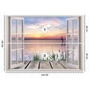 Fototapete Fensterblick Sonnenuntergang Steg Landschaft