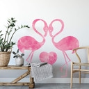 Muursticker Aquarel Flamingos