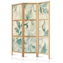 Japanischer Paravent, Raumteiler freistehend, Trennwand - Watercolor Botanical Motif: Green-Beige Le