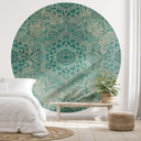 Fototapeta Oriental - Mandala Boho złoto-zielona - Bloomery Decor - Okrągła - Samoprzylepna / nietka