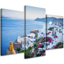3 stykke lærredstryk, Santorini Grækenland Hav