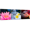 3 stykke lærredsprint Blomst Zen Stone