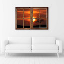 Canvasbillede, Vinduesudsigt, solnedgang
