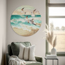 Dibond vægdekoration Måger på stranden - SpaceFrog Designs – print på aluminium (Alu-Dibond)