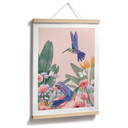 Plakat Dwa kolibry na kolorowej kwiatowej łące - Goed Blauw