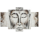 5 stykke lærredstryk, Buddha Grey Zen Spa