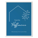 Personalisierbares Poster Familie Haus - blau