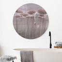 Glasschilderijen Lotusbloemen met zwaan in water in donkerroze - Ms Tiff - Rond