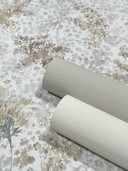 Papier peint à motifs, papier peint intissé à motifs floraux Flora blanc, marron
