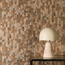 Icke-vävd tapet Daniel Urban Lines brungrå orange metallic - randig ytstruktur