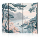 Paravent, Raumteiler freistehend, Trennwand - Mountainous Coast: Pastel Blues
