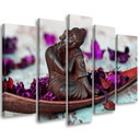 5 stykke lærredsprint, Buddha Flowers Zen Lilla