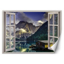 Fototapete Fensterblick See in den Bergen Natur