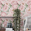 Mønstret tapet FN-design - Pink Paeonia