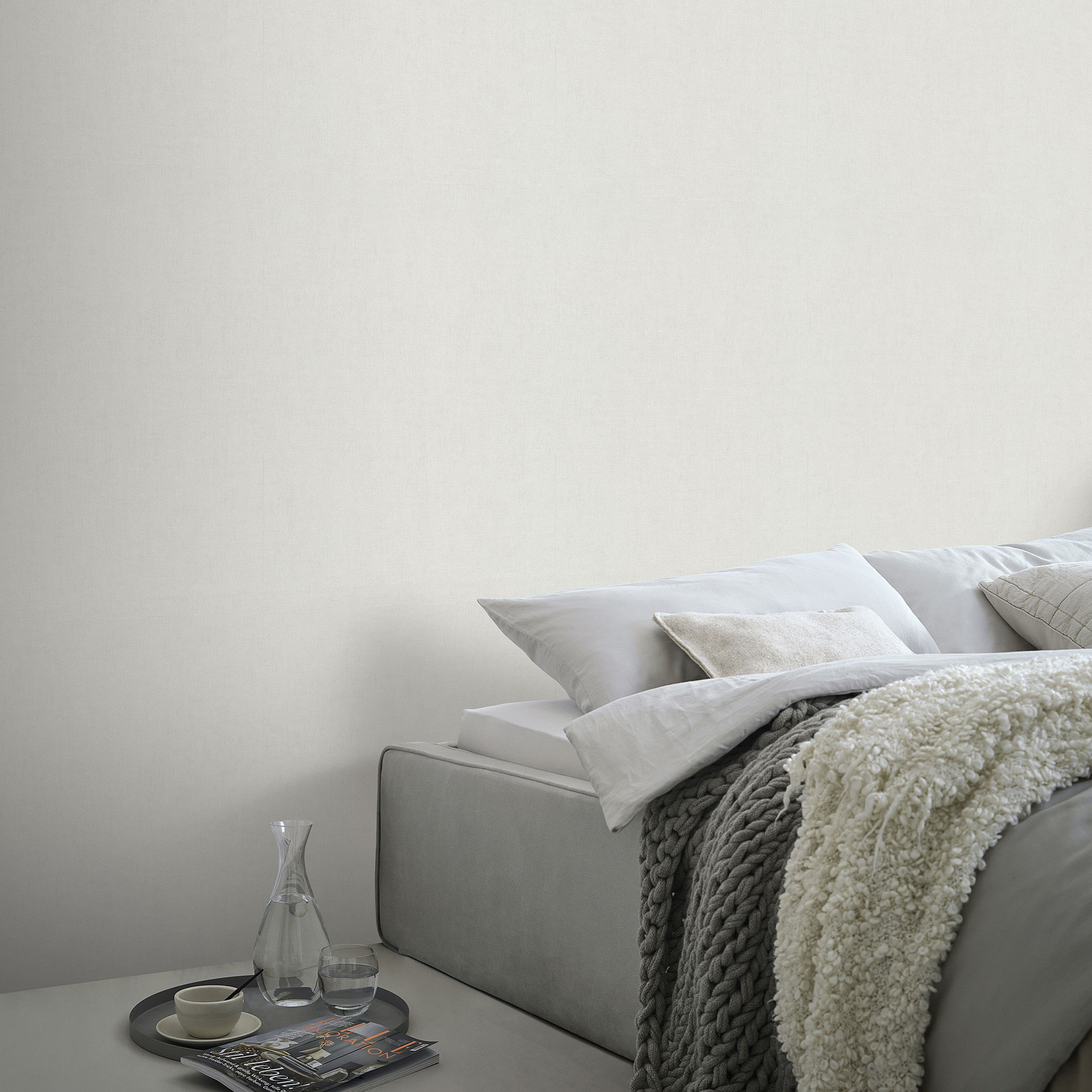 Vliesbehang, effen behang Aurora crème