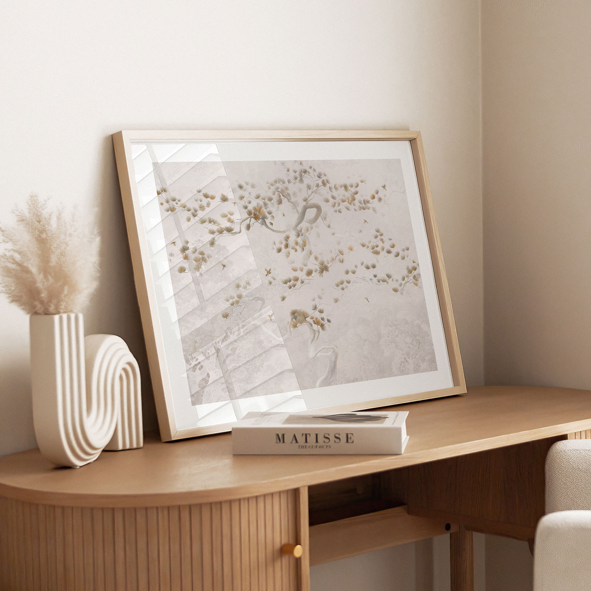 Poster met bomen - Elegante dennenboom in Aziatische stijl - Ms Tiff