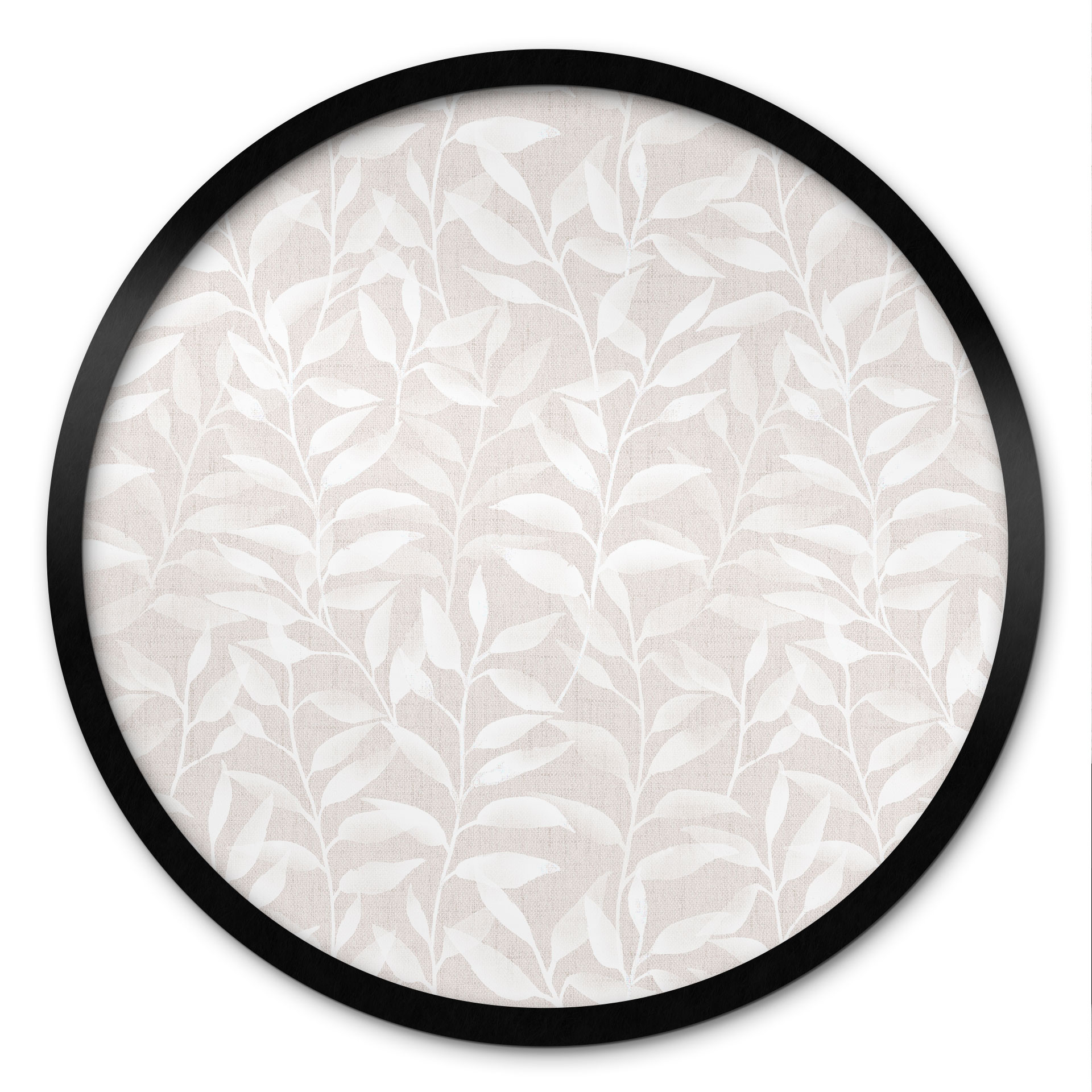 Poster Délicates feuilles d'aquarelle - Soft Beige - Décorations de fleurs - Rond