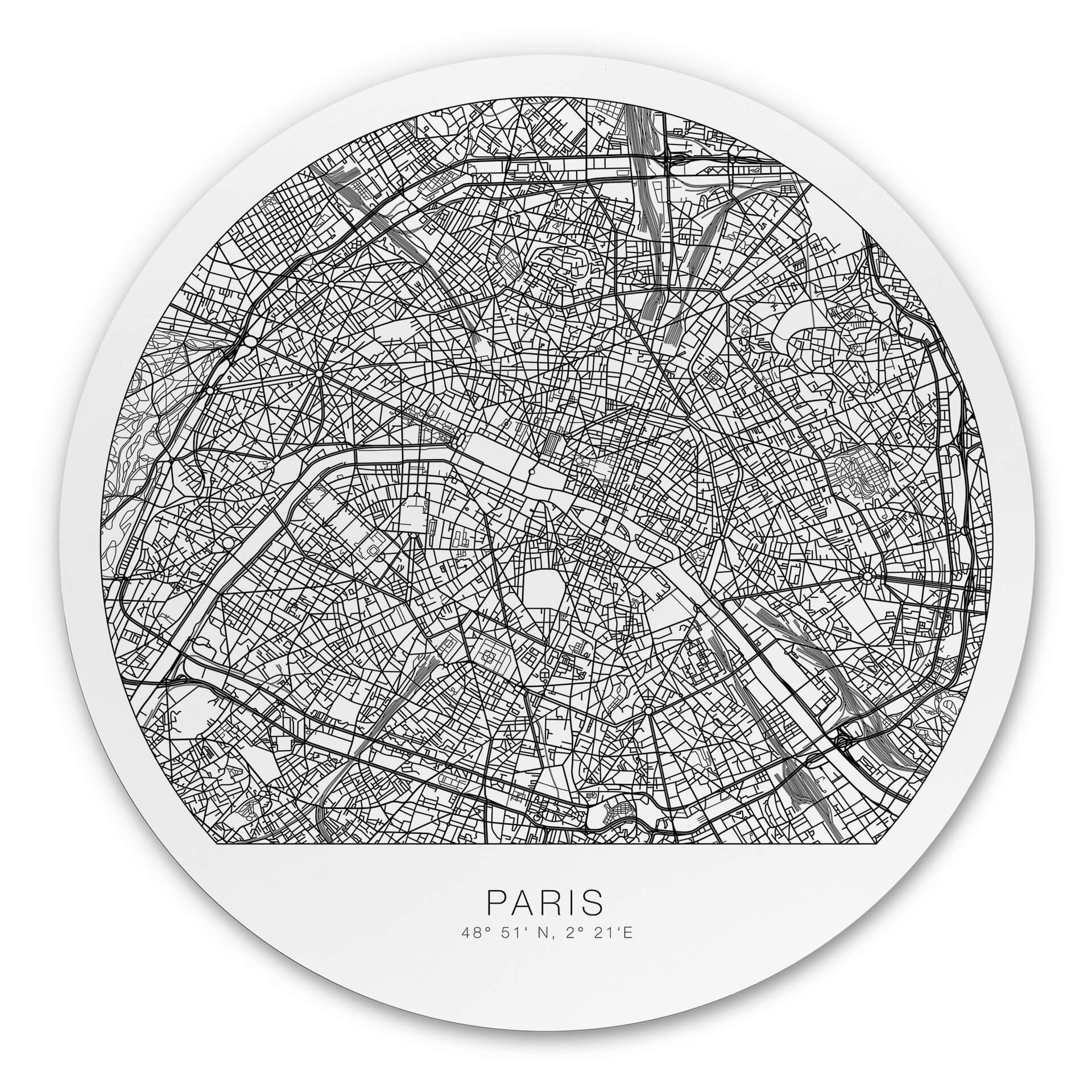Tableau sur alu-Dibond plan de Paris rond