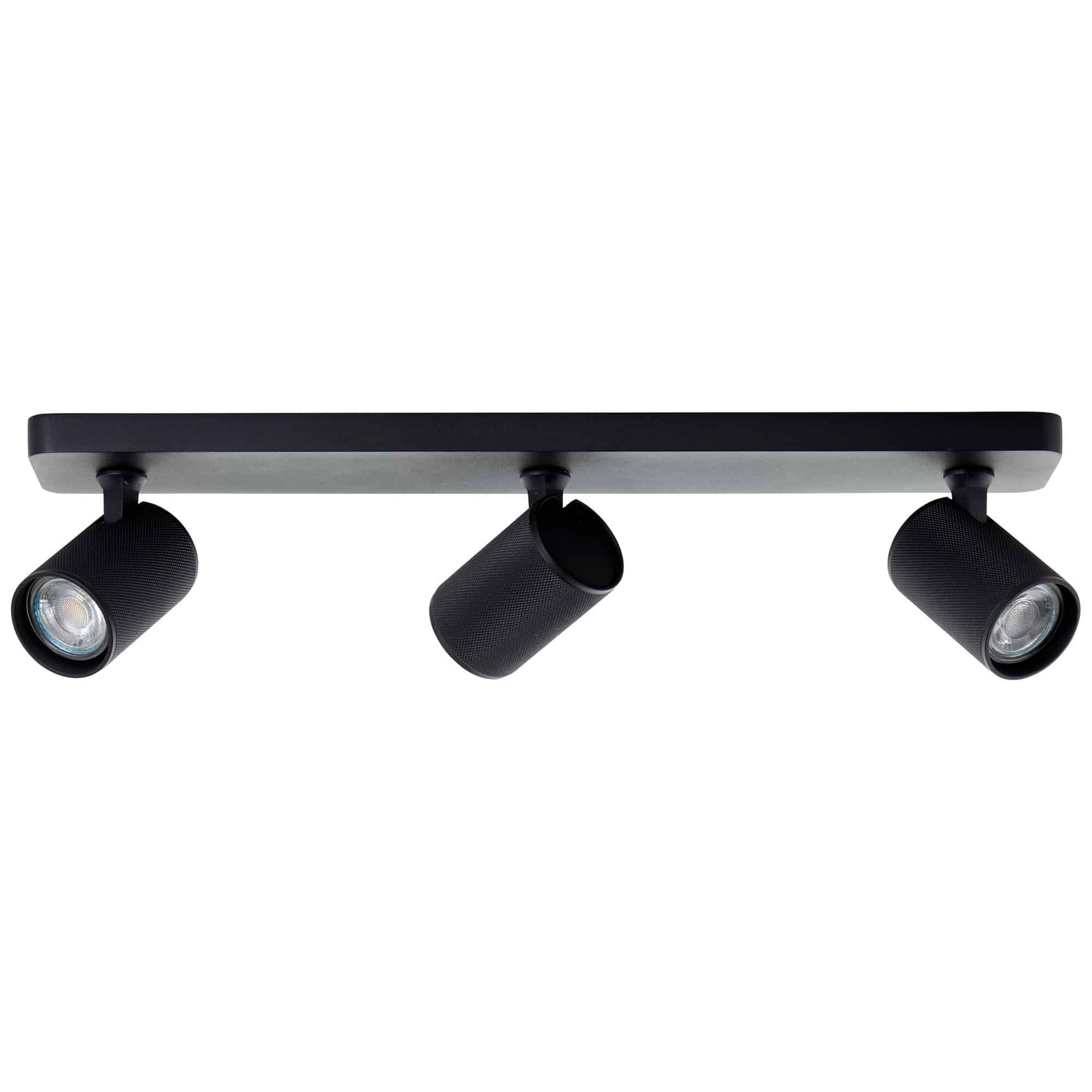Spotbalken Leonardo, schwarz, 12,1 x 53 cm, Metall Dreifacher Deckenstrahler
